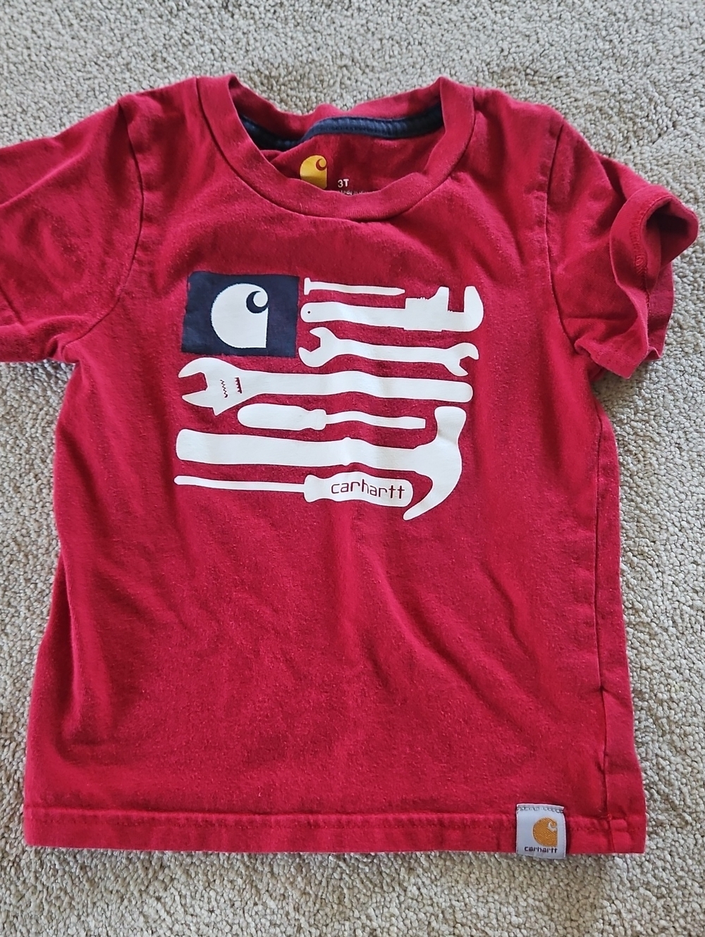 Carhartt Red Short Sleeve Tee with White Tool Graphic